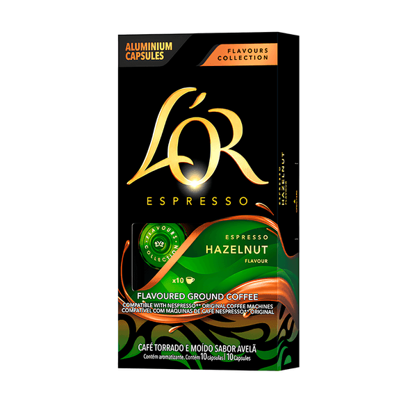 Café em Cápsulas Hazelnut Flavour Espresso L'OR – 10 Unidades de 5,2g