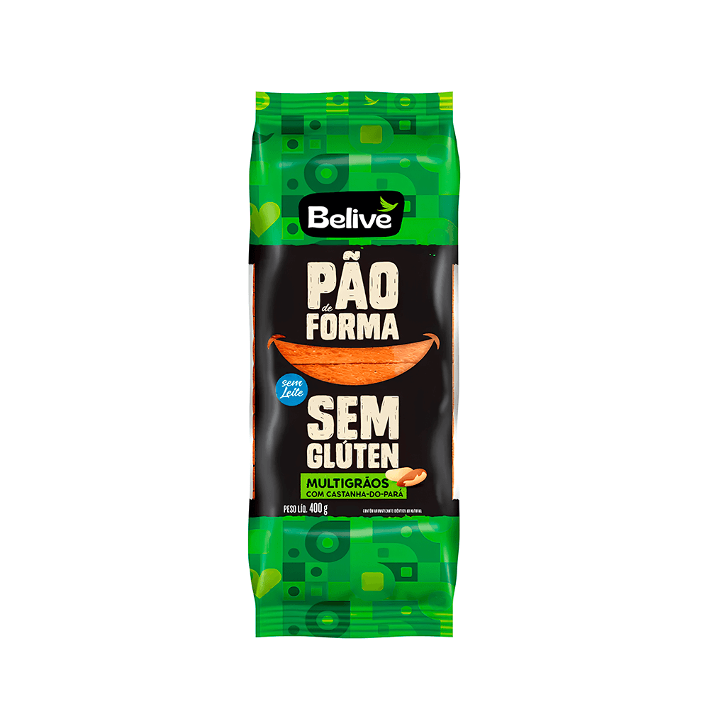 Pão de Forma Sem Glúten Sem Lactose Sem Leite Multigrãos Belive – 400g