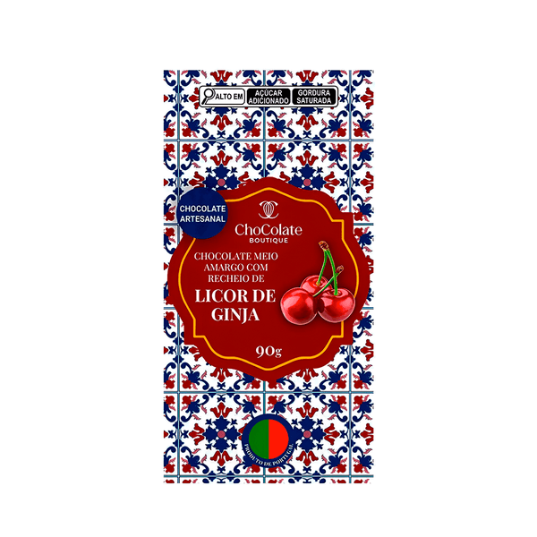Chocolate Boutique Meio Amargo com Recheio de Licor de Ginga - 90g