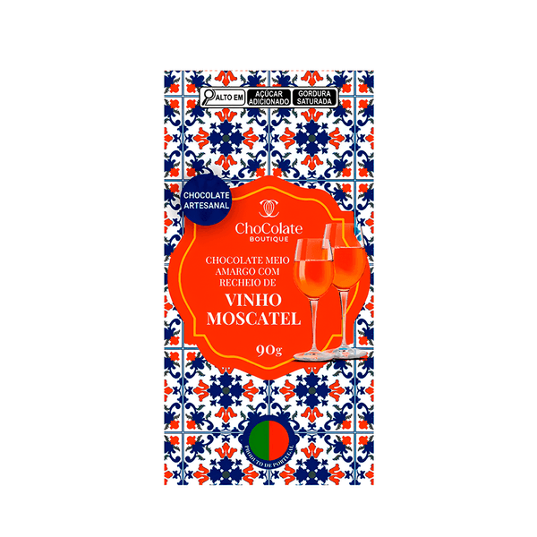 Chocolate Boutique Meio Amargo com Recheio de Vinho Moscatel - 90g