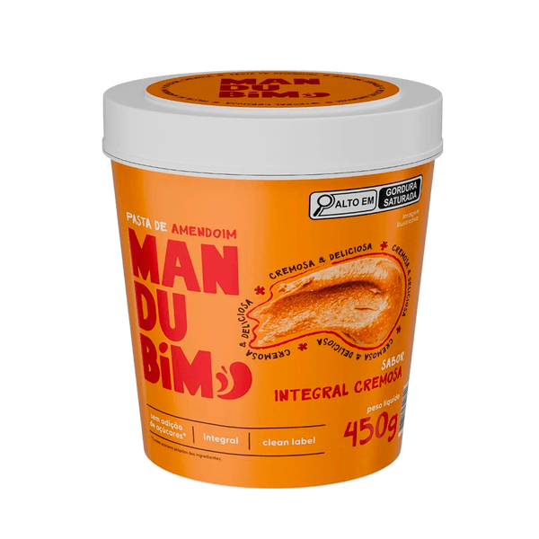 Pasta de Amendoim Integral Cremosa Sem Açúcar Mandubim – 450g