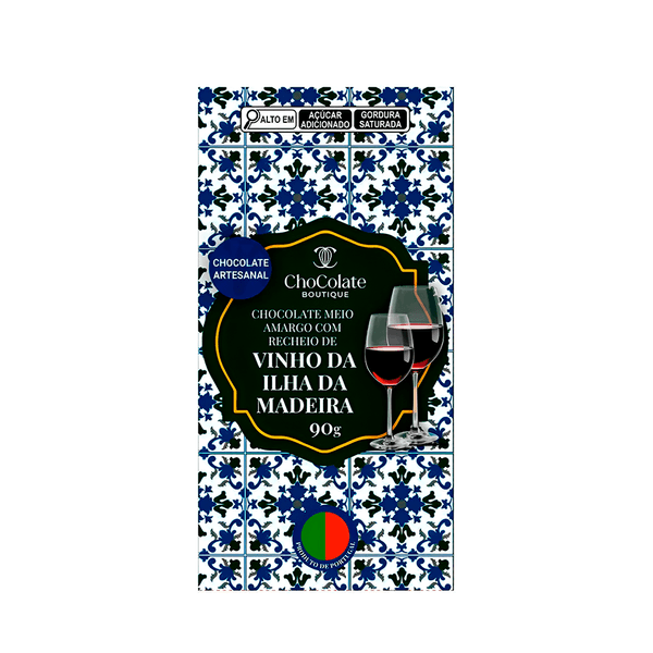 Chocolate Boutique Meio Amargo com Recheio de Vinho da Ilha da Madeira - 90g