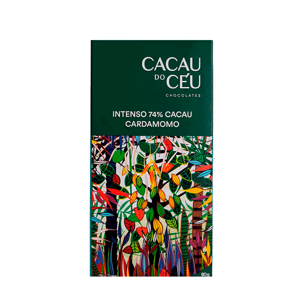 Chocolate 74% Cacau com Cardamomo Sem Glúten  Cacau do Céu – 80g