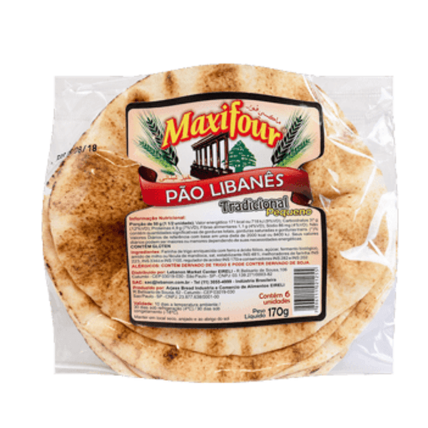 Pão Libanês MaxiLanche 6 Unidades Maxifour – 170g