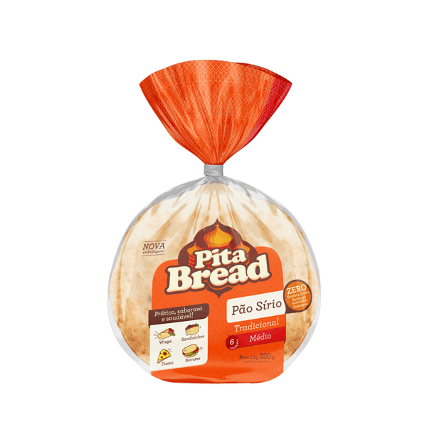 Pão Sírio Tamanho Médio Pita Bread – 320g