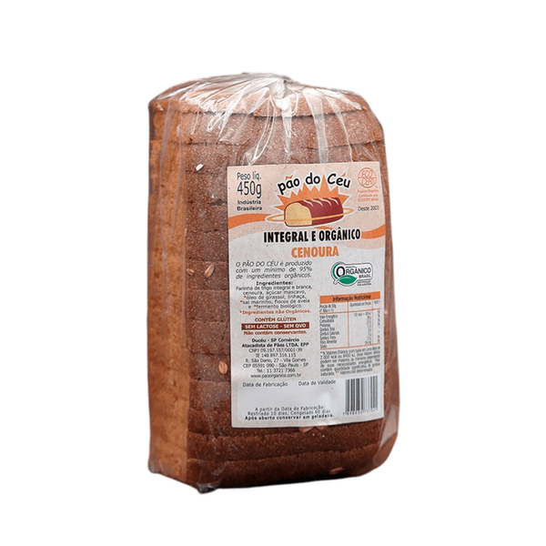 Pão Forma Integral Orgânico de Cenoura Pão do Céu – 450g