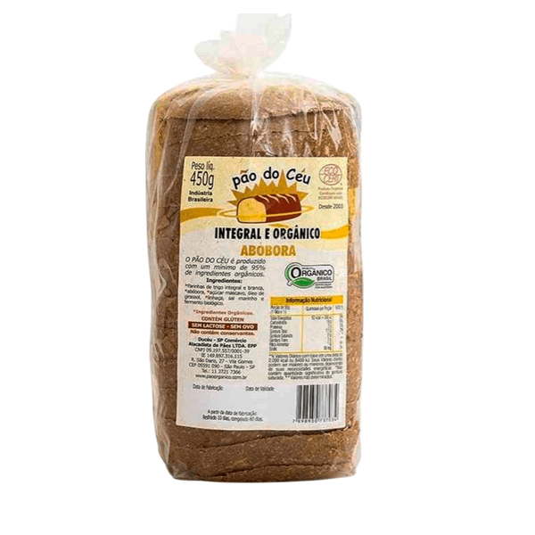Pão Forma Integral Orgânico de Abóbora Pão do Céu – 450g