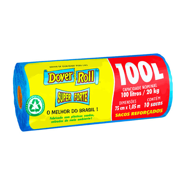 Saco de Lixo Super Forte Azul 100 Litros Dover Roll - 10 unidades
