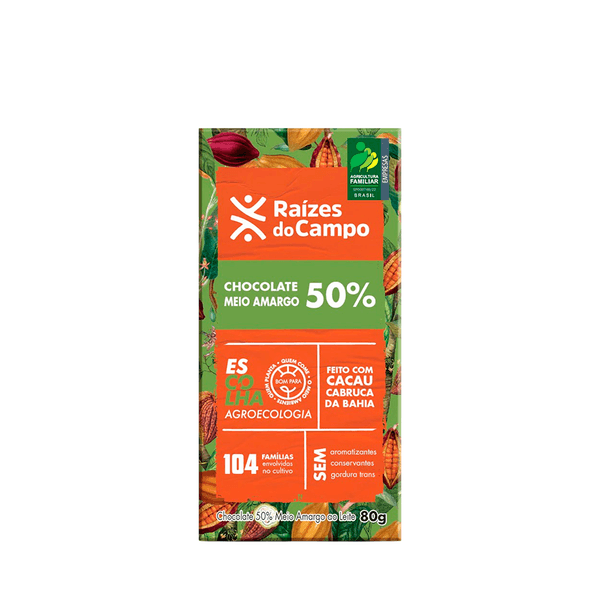 Chocolate Cacau 50% com Nibs Raízes do Campo – 80g