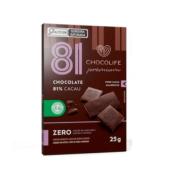 Chocolate Vegano 81% Cacau Premium ChocoLife – 25g