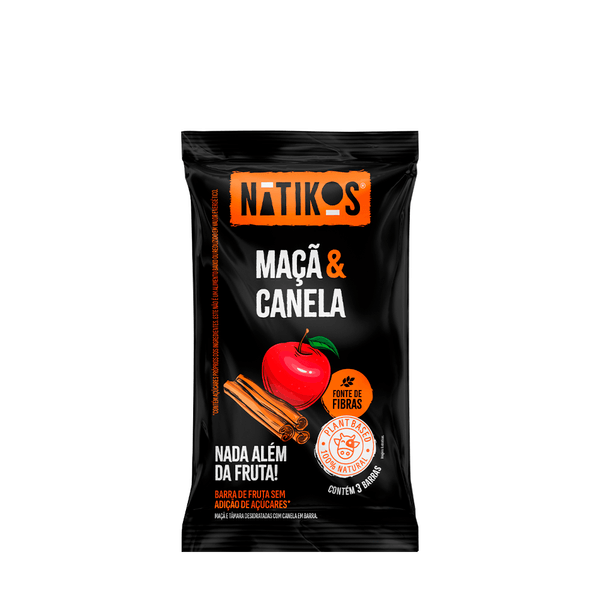 Barra Fruta Vegana Maçã + Canela Natikos – 30g