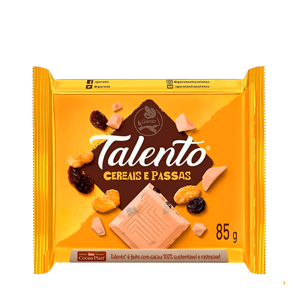 Chocolate Talento Branco Cereais e Passas Garoto – 90g
