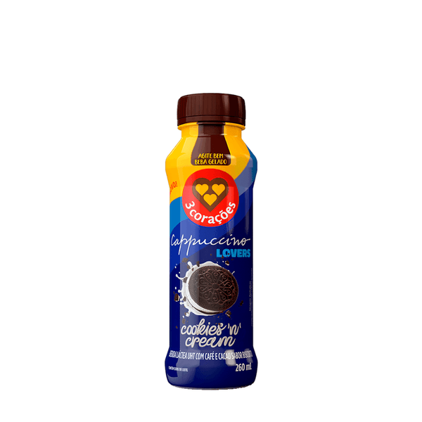 Bebida Proteica Cappuccino Cookies Cream 3 Corações – 260ml
