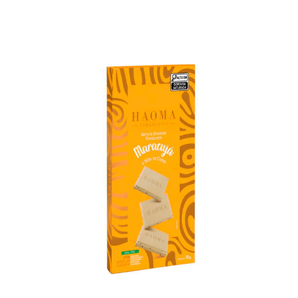 Chocolate Branco Maracujá Nibs Sem Açúcar Haoma - 75g