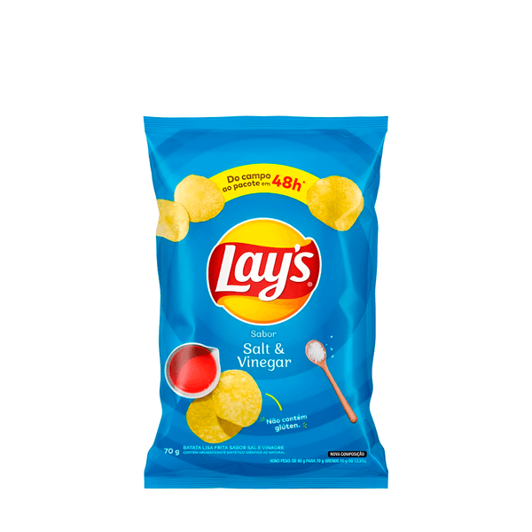 Batata Lays Salt Vinegar Sabor Sal e Vinagre Elma Chips – 70g