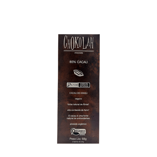 Chocolate Orgânico 85% Cacau Chokolah – 68g
