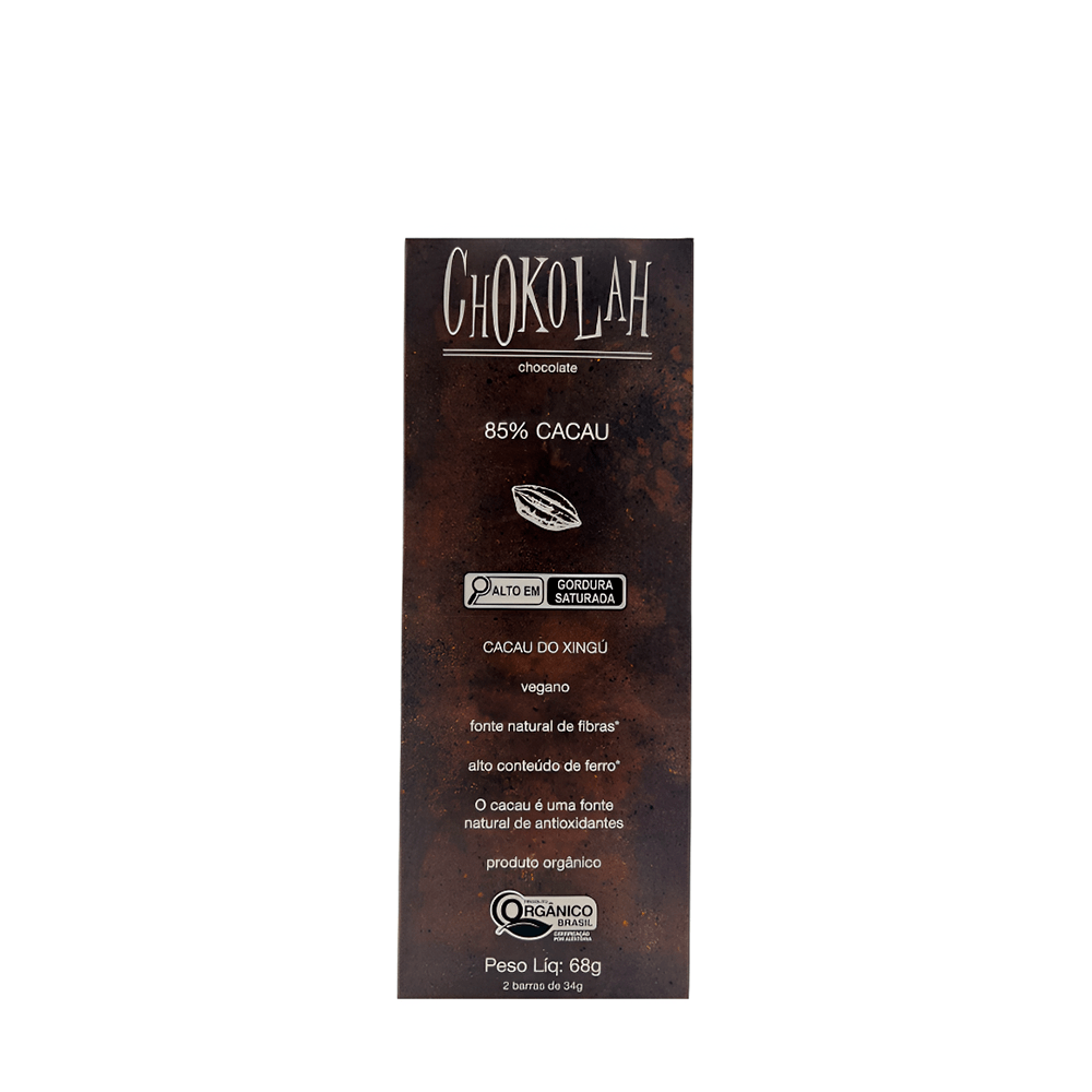 Chocolate Orgânico 85% Cacau Chokolah – 68g