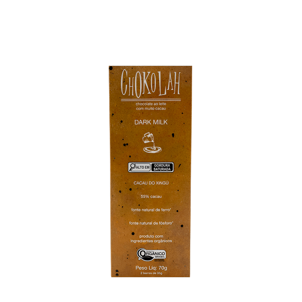 Chocolate Orgânico Dark Milk 55% Cacau Chokolah – 70g