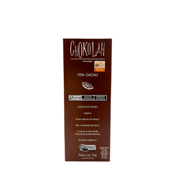 Chocolate Orgânico 70% Cacau Chokolah – 70g