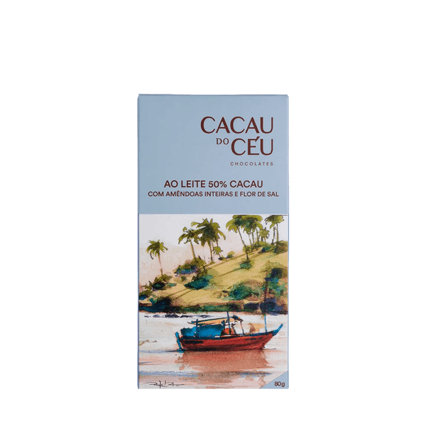 Chocolate 50% Cacau ao Leite Amêndoas Flor de Sal Cacau Céu – 80g