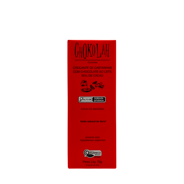 Chocolate Orgânico 55% Cacau Crocante de Castanha Chokolah – 70g
