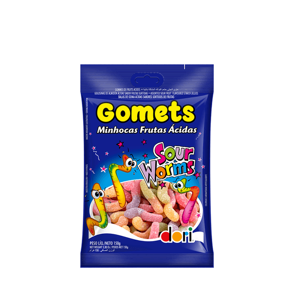 Bala de Goma Minhocas Sabor de Frutas Gomets