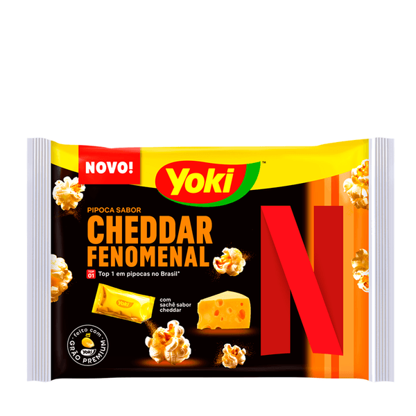 Pipoca para Micro-ondas Sabor Cheddar Netflix Yoki – 95g
