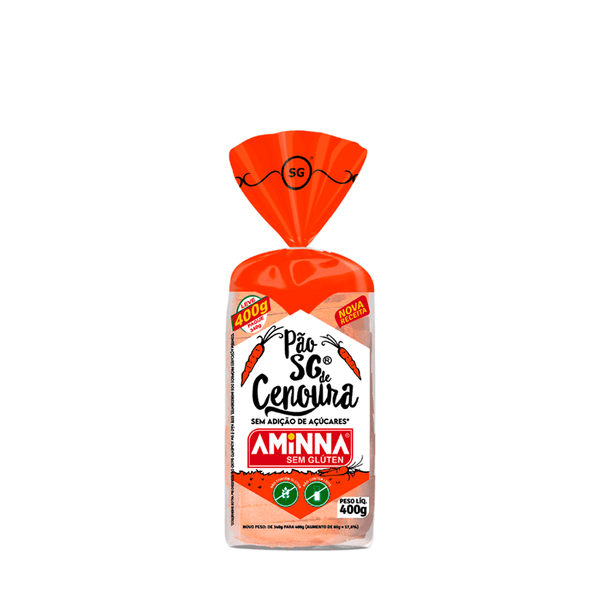 Pão Sem Glúten de Cenoura Refrigerado Aminna – 400g