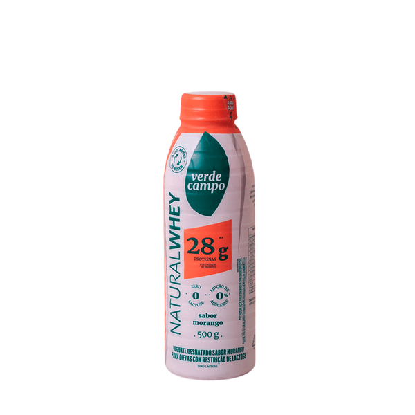 Iogurte Natural Whey Sabor Morango 28g de Proteína Verde Campo – 500g