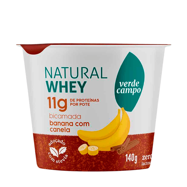 Iogurte Natural Whey Bicamada Sabor Banana com Canela 11g de Proteína Verde Campo – 140g