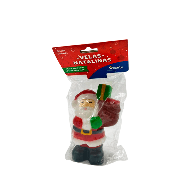 Vela Decorativa Papai Noel com Presente Velarte – Natal