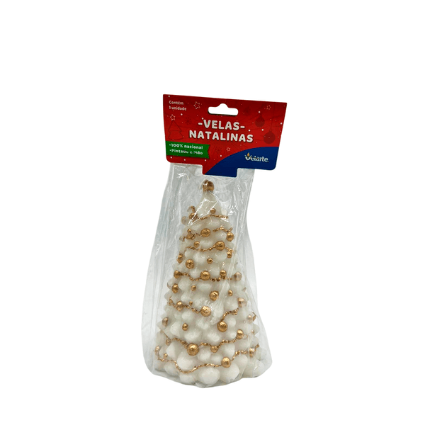 Vela Velarte Branca com Borda Dourada - Natal