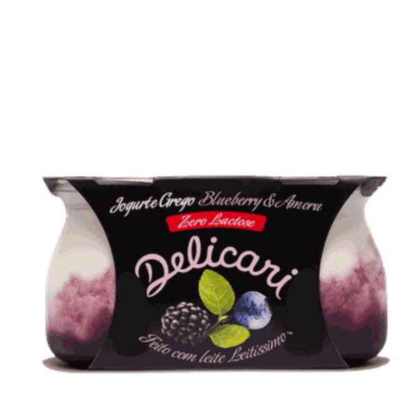Iogurte Grego Blueberry e Amora Delicari - 340g