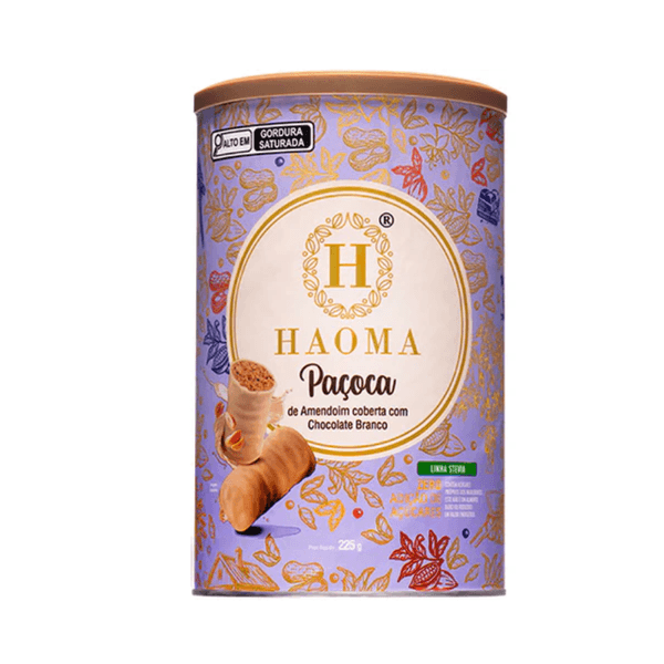 Paçoca Coberta Com Chocolate Branco Haoma – 225g