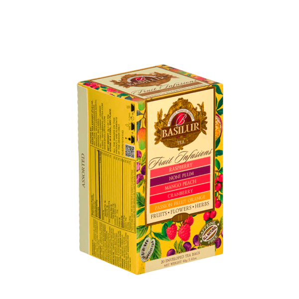 Chá Basilur Hibisco Sabores Cranberry, Pêssego, Ameixa, Noni e Rosa Mosqueta - 40g