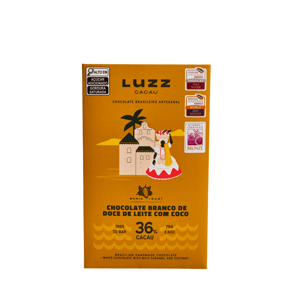 Chocolate Branco Doce de Leite com Coco Luzz Cacau – 75g