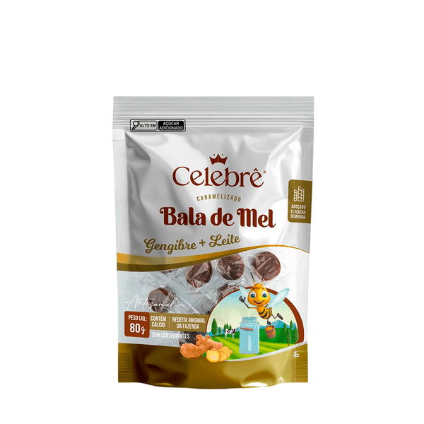 Bala de Mel, de Gengibre e + Leite Celebrê - 80g