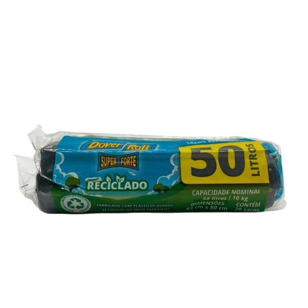 Saco de Lixo Reciclado Preto Dove Roll 50L