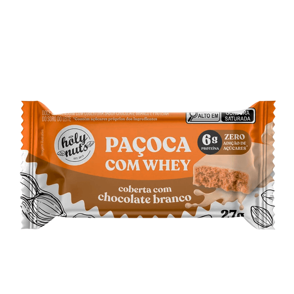 Paçoca Whey Chocolate Branco Holy Nuts - 27g