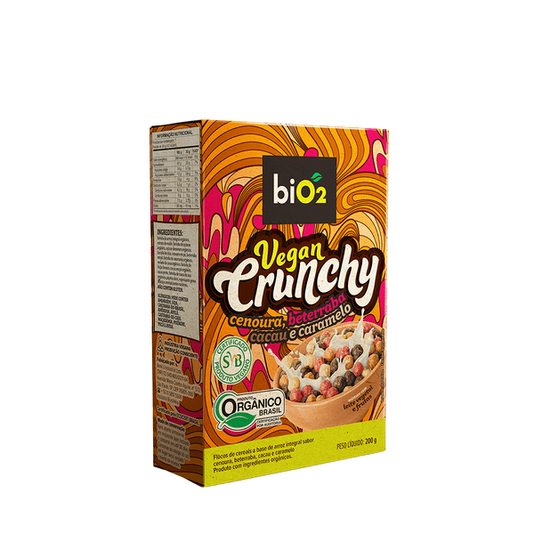 Cereal Vegan Crunchy de Cenoura, Beterraba, Cacau e Caramelo biO2 200g