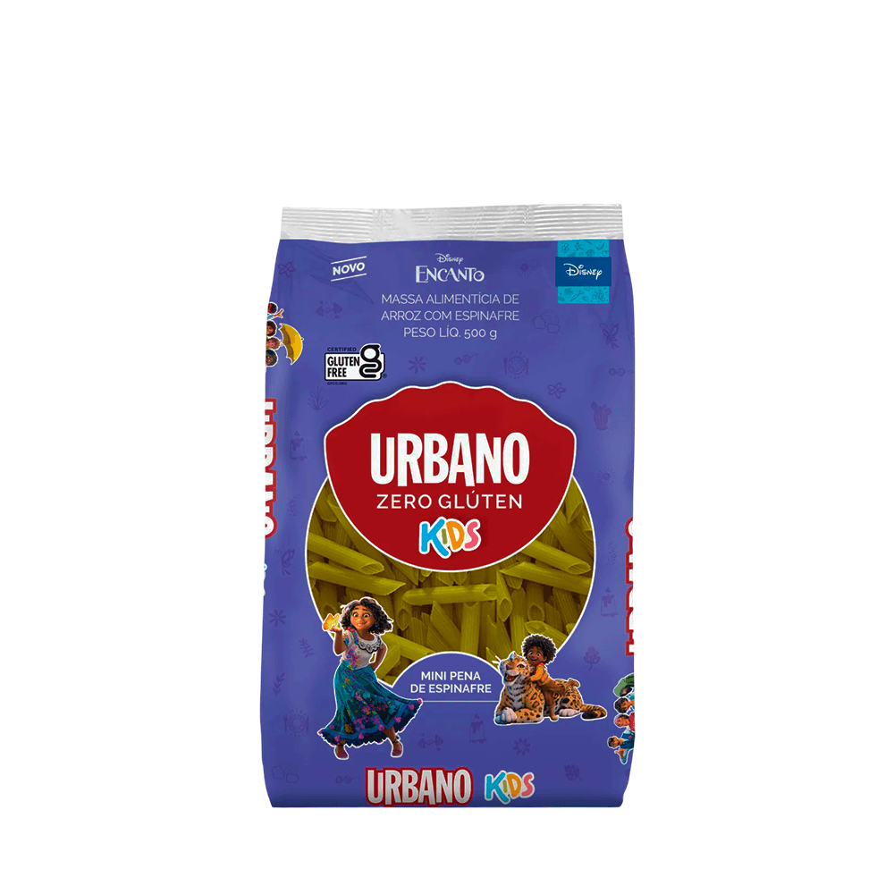 Macarrão Penne de Arroz com Espinafre Sem Glúten Kids Urbano – 500g