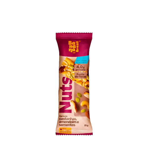 Barra Nuts Casatanhas, Amendoim e Sementes Banana Brasil 25g