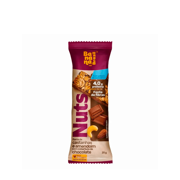 Barra Nuts Castanhas e Amendoim com Cobertura de Chocolate Banana Brasil - 25g
