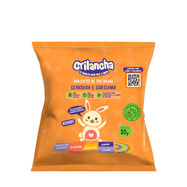 Biscoito Polvilho Cenoura e Cúrcuma Crilancha - 20g