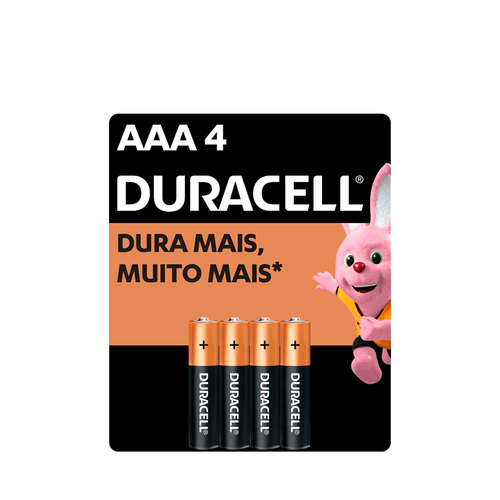 Pilha Palito AAA4 Duracell – 4 Unidades