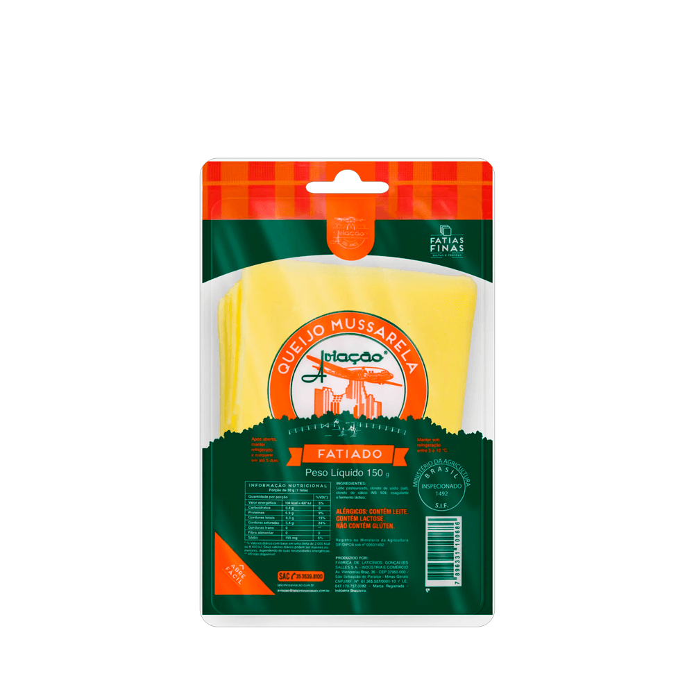 Queijo Mussarela Fatiado Aviação – 150g