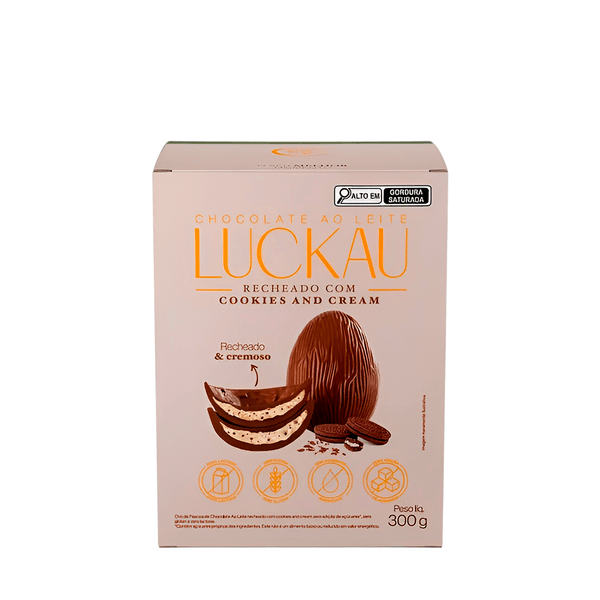 Ovo de Chocolate ao Leite Cookies & Cream Luckau – 300g