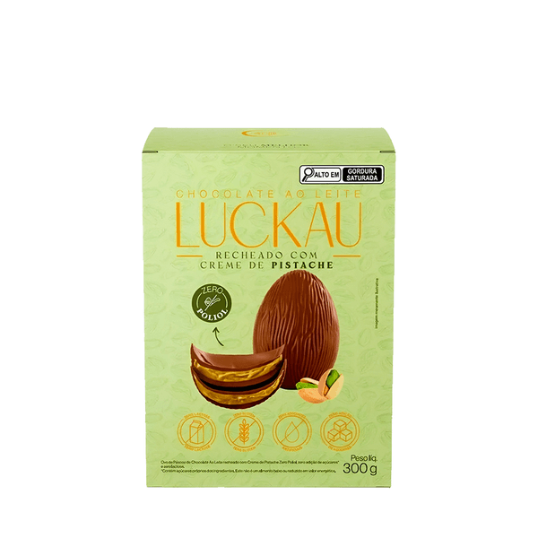 Ovo Chocolate ao Leite Pistache Luckau – 300g