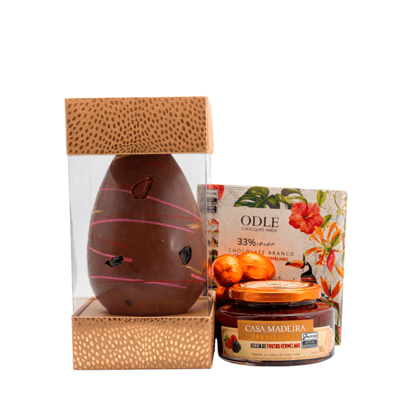 Presente de Páscoa Ovo de Frutas Vermelhas e Chocolates – 4 Itens