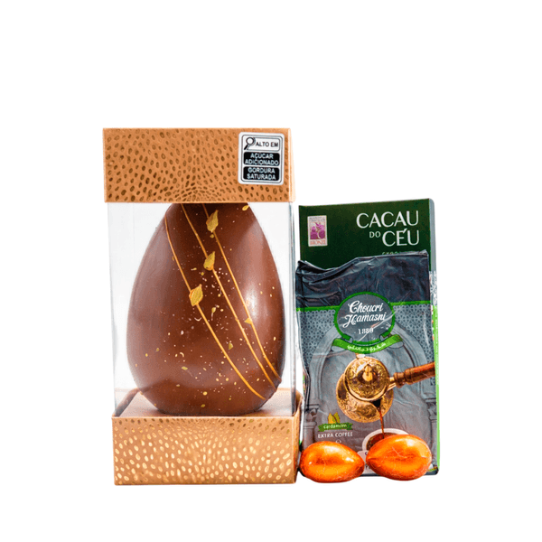 Presente de Páscoa Ovo de Chocolate Caramelo e Cardomo e Chocolates - 4 itens